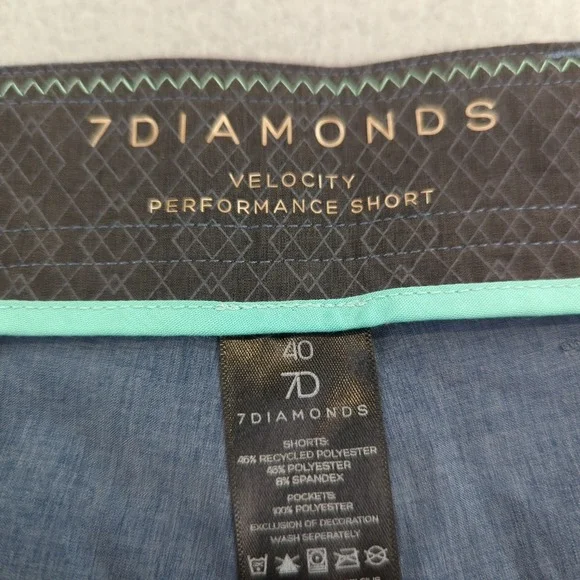 7 Diamonds Velocity Performance Shorts Mens 40 Steel Blue 4-Way Stretch New - Picture 3 of 10